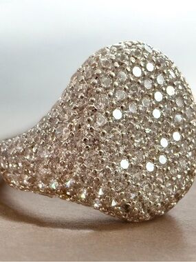 Adina Eden Pave Statement Pinky Signet Adjustable Ring